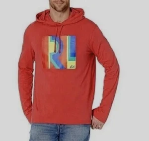 Polo Ralph Lauren Medium Rainbow Box Logo Jersey Graphic T-Shirt Hoodie Red - Picture 1 of 9