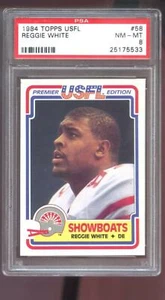 1984 Topps USFL #58 Reggie White ROOKIE RC PSA 8 gradi Football Card Showboats - Foto 1 di 2