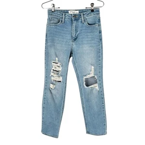 Just Black Denim Jeans Womens Size 26 Light Blue Wash Stretch Distressed Crop - Picture 1 of 9