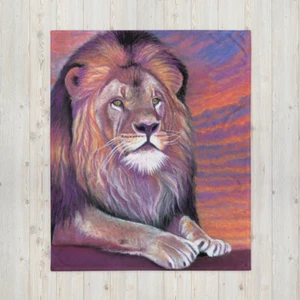 Löwe Überwurf Decke - Animal Print - Löwe Sonnenaufgang von Michaeline McDonald - Bild 1 von 1