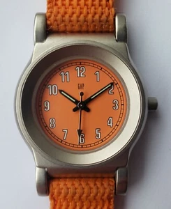 GAP Est 1969 Women 32mm Round Analog 3ATM Quartz Watch Flexible Lugs Orange - Picture 1 of 4