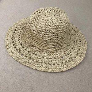 Baby Gap Natural Straw Floppy Sun Hat-Kids/Youth M/L-Summer-Bow Tie-Classic-NEW - Picture 1 of 9