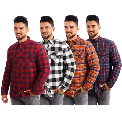 Nueva Camisa Acolchada Acolchada Forrada Leñador Chaqueta de Lanela Franela Trabajo Cálido Foto 1 de 3