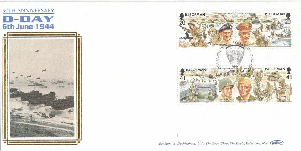 D-Day GB Isle of Man Benham FDC Overlord (a) 1994 NO INSERT (151828) - Image 1 of 1