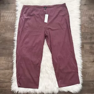 Eileen Fisher Plus Size 3X Fig Ribbed Straight Ankle Pants Tencel Lyocell Mauve - Picture 1 of 7