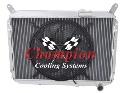 Radiador RR Champion 2 filas con ventilador de 16" para motor Nissan 300ZX V6 1984-1989 Foto 1 de 4