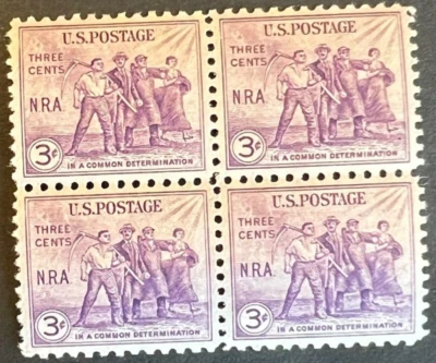 Scott#: 732 - National Recovery Act 3¢ 1933 BPE Block of Four MNHOG - Lot 7 - Image 1 of 2