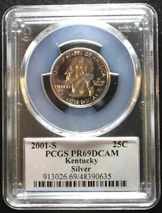 2001-S Silver Kentucky State Quarter PCGS PR69DCAM Proof 69 - LOT #0040 - Picture 1 of 2