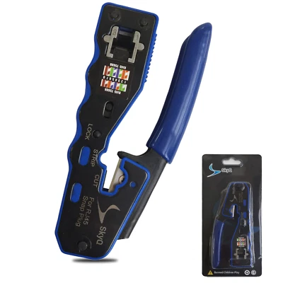 RJ45 Pass Through Crimping Tool for Network Cat6 Cat5-All in One  RJ45 Crimper - Image 1 of 4