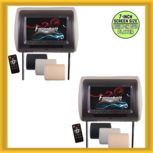 2 x Farenheit HRD-71CC 7" Universal DVD Headrest Monitor w/ USB and Aux Input - Picture 1 of 8