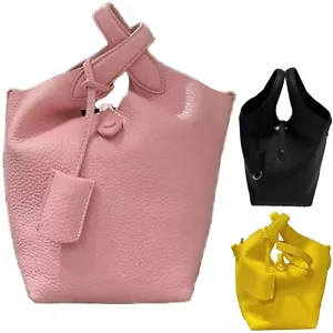 Genuine Leather Small Bucket Bag for Women Handbag Designer Shoulder Purse - Picture 1 of 11