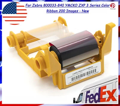 For Zebra 800033-840 YMCKO ZXP 3 Series Color Ribbon 200 Images - New - Image 1 of 4