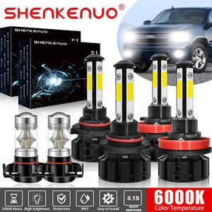6000K LED Headlights + Fog Light Bulbs Combo Kit For Suburban Tahoe 2007 - 2014 - Foto 1 di 12
