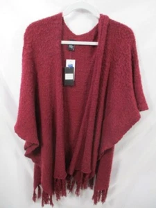 Marcus Adler Womens Jacket One Size Red Soft Open Fringe Polyester Short Sleeve - Picture 1 of 11