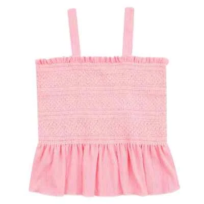 Girls’ $25 Speechless Ruffle Trim White Stitch Smocked Pink Tank Top NWT - Image 1 of 2