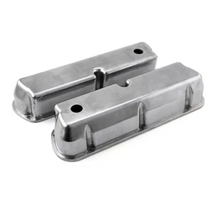 Ford SB 289 302 351 Windsor Polished Aluminum Plain Valve Covers - Tall w/ Hole - Picture 1 of 1