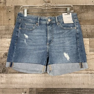 Sonoma Women High Rise Cuffed Distressed Denim Shorts Size 6 Blue Jean NWT - Picture 1 of 4