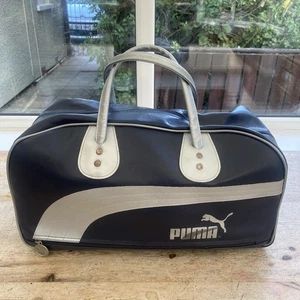 Borsa sportiva vintage Puma Holdall fitness anni 80 90 blu e nera scuola sportiva - Foto 1 di 24