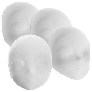 4 pièces masques visage complets à faire soi-même masques de mascarade vierges cosplay masques blancs Halloween - Photo 1/12