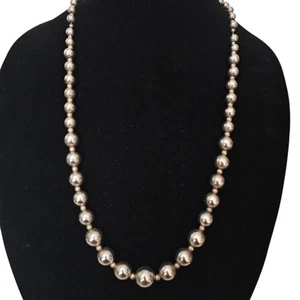 Vintage Necklace Sterling Silver  Graduated Bead Polished  30" - Picture 1 of 8
