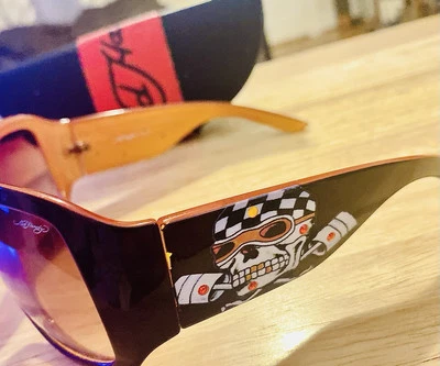 Ed-Hardy EHS012  SPEED Kills/SKULL Sunglasses w/ Embroidered Ed-Hardy Case  - Image 1 of 4