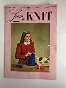 VINTAGE 1948 LEARN TO KNIT Coats & Clark Bk 234 Sweater Cap Vest Knit Patterns - Picture 1 of 6