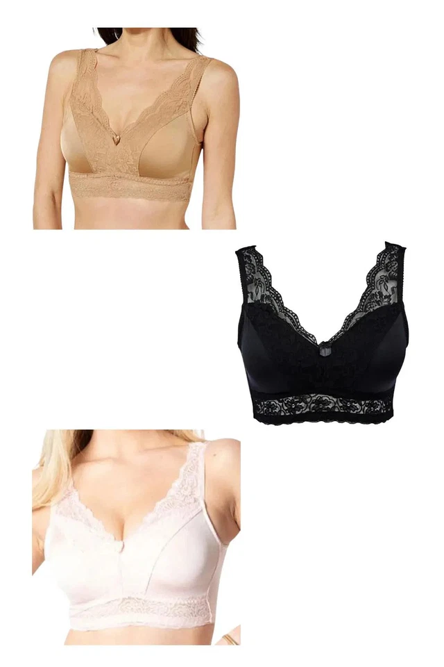 Paquete de 3 sujetadores Rhonda Shear para mujer negro/rubor/beige Foto 1 de 1