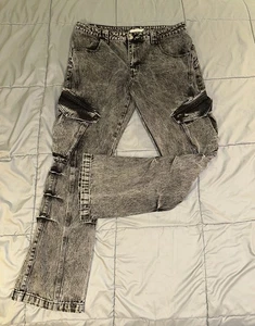 MNML Flare Jeans Men’s Size 36x34 Cargo Pocket Grey Denim - Picture 1 of 18
