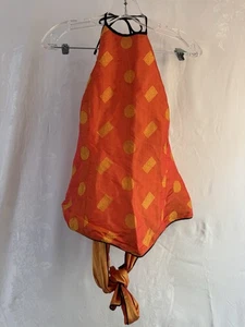 Gorgeous Asain Inspired Halter Tie Back Blouse Silk Orange Medium - Picture 1 of 11