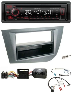 Kenwood Lenkrad CD USB Bluetooth DAB Autoradio für Seat Leon 2005-2010 dunkelgra - Bild 1 von 4
