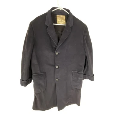 Vtg Hickey Freeman Coat Men Large Navy 100% Cashmere Overcoat p2p 23'' long 42'' - Image 1 of 4