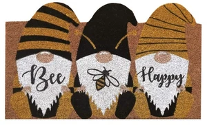 Briarwood Lane Bee Happy Gnomes Summer Natural Fiber Coir Doormat - Picture 1 of 2