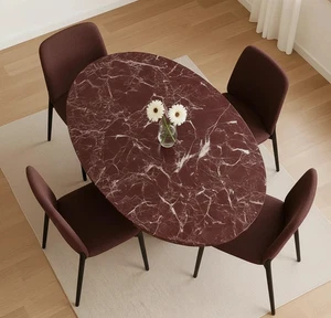 Rosso Levanto Marble Dining Table Top – Oval Kitchen Counter, Natural Red Marbl - Picture 1 of 7
