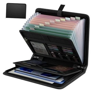 Fireproof Portable Expanding File Folder with Black Accordion File Organizer - Picture 1 of 7