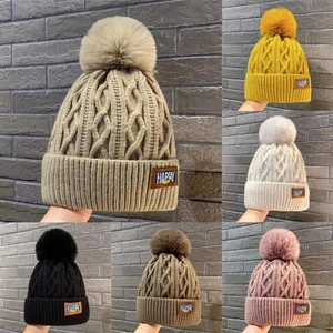 Keep Warm Winter Hat Thickened Pompoms Hat Stylish Ear Protection  Outdoor - Picture 1 of 14