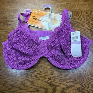 Playtex Full Figure 38DD venice embroidery underwire bra 7250 Iced Orchid - Picture 1 of 5