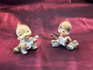 2 Bisque Robin Birds Singing Guitar Band Music TMR Josef Originals Vintage - Bild 1 von 8