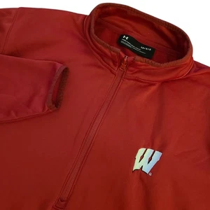 Maglione Under Armour Wisconsin Badgers grande rosso sciolto manica lunga 1/4 zip - Foto 1 di 14
