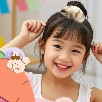 Pinza de pelo de piel de conejo real para mujer garra de pelo bola de pelo pasador bobby pin Foto 1 de 4