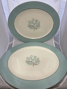 Sevron Blue Lace Oval Serving Platter X2 MCM 15 1/4" & 13.5”Vintage Mid Century - Picture 1 of 24