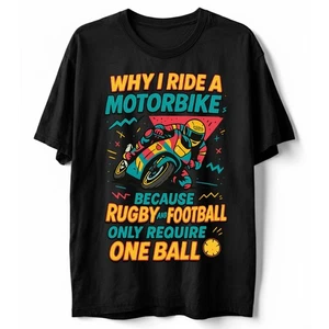 Maglietta Why I Ride Moto Retro Motociclista Motociclista Avventura Grafica Tee - Foto 1 di 17