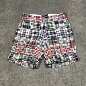Pantalones Cortos Polo Ralph Lauren Hombres 34 x 8.5 Azul Rojo Madras Patchwork Cuadros Informales - Imagen 1 de 7