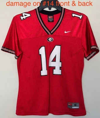 Camiseta de fútbol para mujer Nike talla pequeña (4-6) Georgia Bulldogs #14 camiseta roja UGA Foto 1 de 4