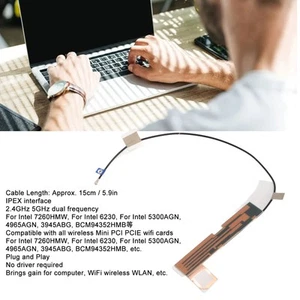 2x Internal Laptop WiFi Antenna IPEX Interface 2.4GHz 5GHz Dual Frequency 15c CB - Afbeelding 1 van 22