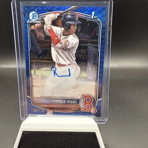 2025 Bowman Chrome Harold Rivas 1st Auto Blue Reptilian Auto /150 Red Sox CPA-HR - Bild 1 von 2