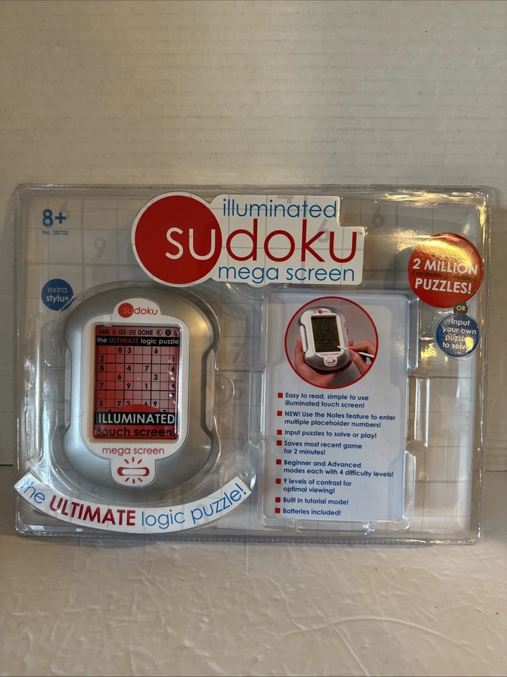 Sudoku Mega Screen Electronic Handheld Game Illuminated Logic Puzzle