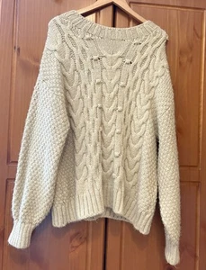 George Neutral High Neck Chunky Cable Knit Jumper UK16/18 (L) - Picture 1 of 5