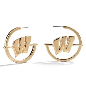 BaubleBar Wisconsin Badgers Logo Hoop Earring - Picture 1 of 2