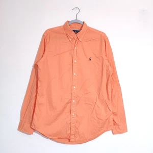 Ralph Lauren Hemd Herren Medium Orange Baumwolle Strand Twill Langarm Navy Pony - Bild 1 von 13