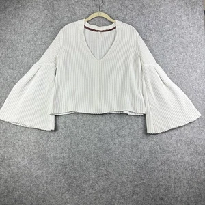 Suéter Damisela Free People Mujer Pequeño Blanco Manga Campana Algodón Tejido Boho - Imagen 1 de 14